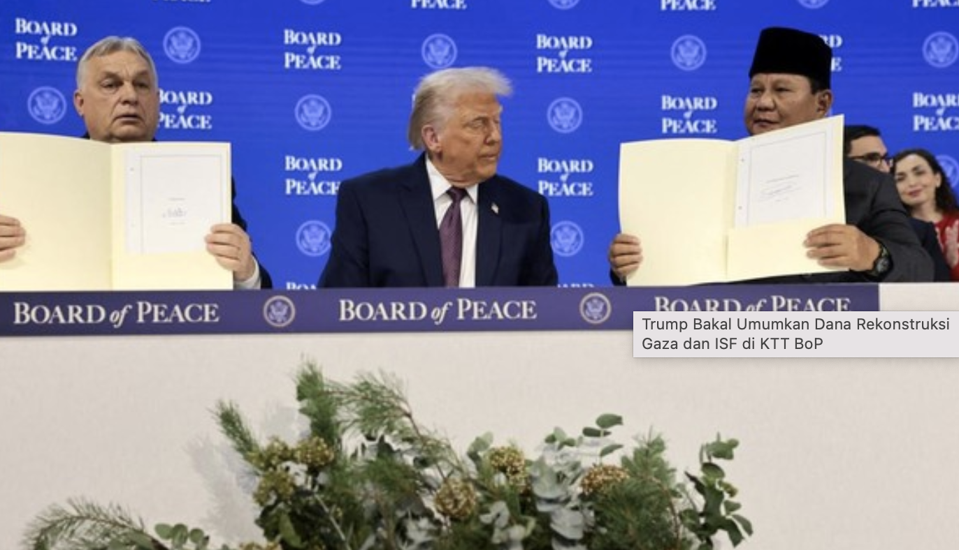 Trump Akan Umumkan Dana Rekonstruksi Gaza di KTT Board of Peace